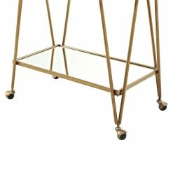 Outlet ✔️ Pemberly Row Mid-Century Mirrored Bar Cart In Gold 😀 -Guest Chairs Sales 1802845 6 L