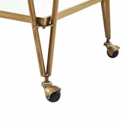 Outlet ✔️ Pemberly Row Mid-Century Mirrored Bar Cart In Gold 😀 -Guest Chairs Sales 1802845 7 L