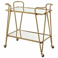 Outlet ✔️ Pemberly Row Mid-Century Mirrored Bar Cart In Gold 😀