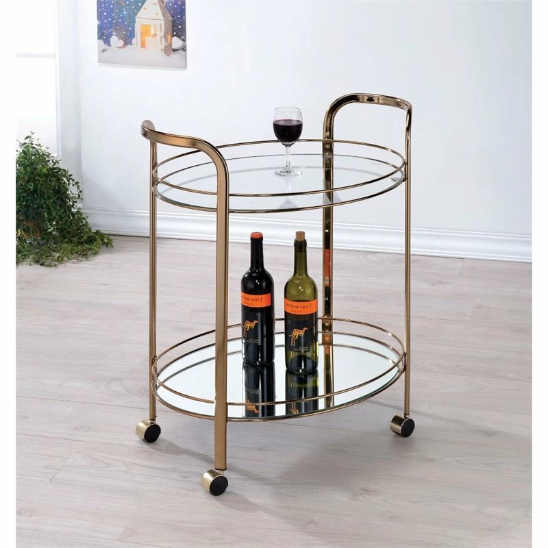 Outlet π Bowery Hill Modern Bar Cart In Champagne π 2 Outlet π Bowery Hill Modern Bar Cart In Champagne π - Image 2
