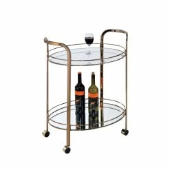 Outlet 👍 Bowery Hill Modern Bar Cart In Champagne 🎉