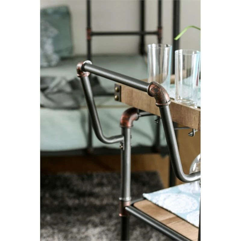 Outlet β Bowery Hill Industrial Bar Cart In Antique Black π 3 Outlet β Bowery Hill Industrial Bar Cart In Antique Black π - Image 3