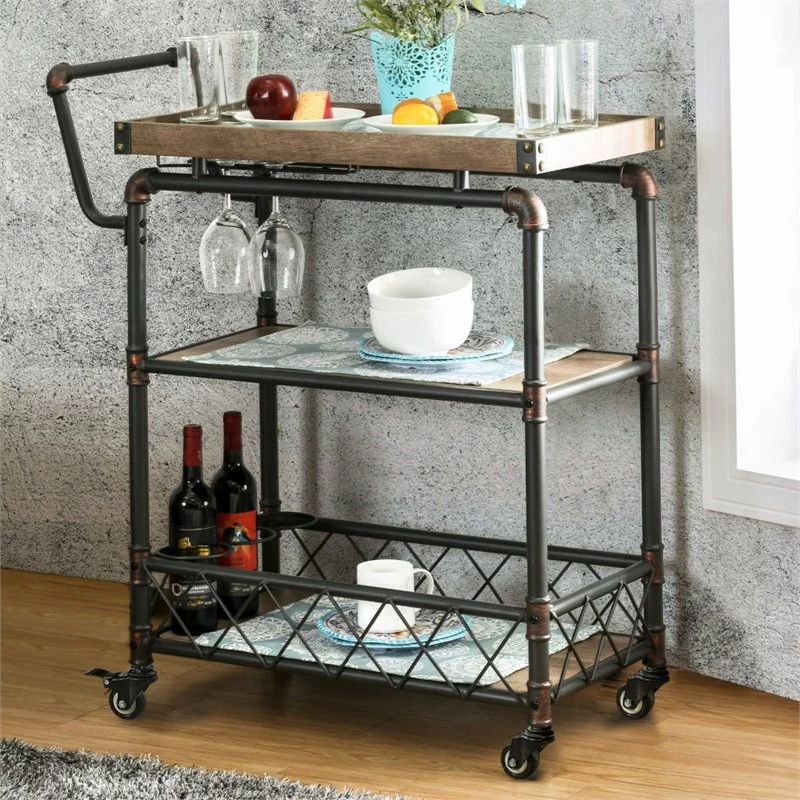 Outlet β Bowery Hill Industrial Bar Cart In Antique Black π 4 Outlet β Bowery Hill Industrial Bar Cart In Antique Black π - Image 4