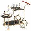 Discount ❤️ Bowery Hill Glass Serving Cart In Gold And Black 🥰