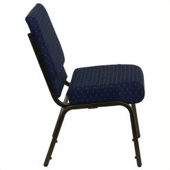 New 🔔 Bowery Hill Patterned Church Stacking Guest Chair In Blue 😍 -Guest Chairs Sales 1816173 2 L