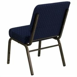 New 🔔 Bowery Hill Patterned Church Stacking Guest Chair In Blue 😍 -Guest Chairs Sales 1816173 3 L