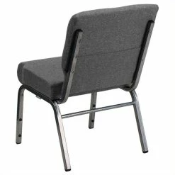 Coupon 👍 Bowery Hill Stacking Church Stacking Chair In Gray 😀 -Guest Chairs Sales 1816218 3 L
