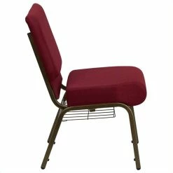Best reviews of 🔔 Bowery Hill Church Stacking Chair In Burgundy And Gold ❤️ -Guest Chairs Sales 1816545 2 L