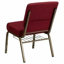Best reviews of 🔔 Bowery Hill Church Stacking Chair In Burgundy And Gold ❤️ -Guest Chairs Sales 1816545 3 L