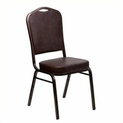 Promo ⭐ Bowery Hill Banquet Stacking Chair In Brown ⭐