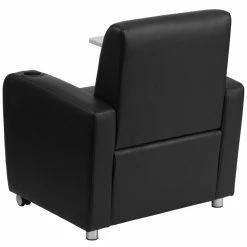 Wholesale 🥰 Bowery Hill Leather Guest Chair With Cup Holder In Black 🎁 -Guest Chairs Sales 1816986 2 L