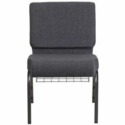 New 👏 Bowery Hill Fabric Church Chair In Gray ⭐ -Guest Chairs Sales 1817456 3 L