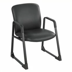 Best reviews of ❤️ Scranton & Co Big And Tall Guest Chair In Black Vinyl With Sled Base 😀