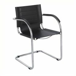 Buy 🥰 Scranton & Co Guest Chair Black Leather In Black 🔔