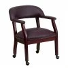 Best Pirce ⌛ Scranton & Co Leather Arm Guest Chair With Casters In Burgundy 🔥