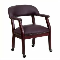 Best Pirce ⌛ Scranton & Co Leather Arm Guest Chair With Casters In Burgundy 🔥
