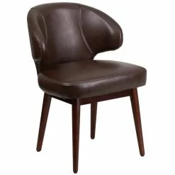 Promo ✨ Scranton & Co Leather Lounge Chair In Brown And Walnut ✨