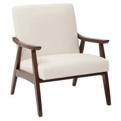 Best Sale 😉 Scranton & Co Chair In Linen Beige Fabric With Espresso Wood Frame 👏