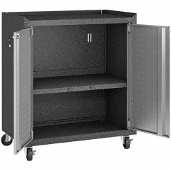 Hot Sale 😀 Manhattan Comfort Fortress Metal 2 Door Mobile Garage Cabinet In Gray 🎁 -Guest Chairs Sales 1839944 13 L