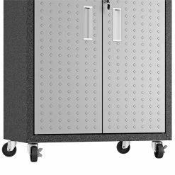 Hot Sale 😀 Manhattan Comfort Fortress Metal 2 Door Mobile Garage Cabinet In Gray 🎁 -Guest Chairs Sales 1839944 16 L