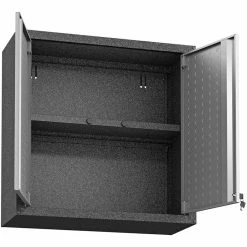 Best Sale 😉 Manhattan Comfort Fortress Metal 2 Pc. 2 Door Floating Garage Cabinet Set In Gray ❤️ -Guest Chairs Sales 1840153 12 L