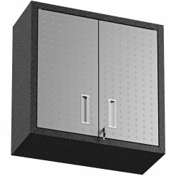 Best Sale 😉 Manhattan Comfort Fortress Metal 2 Pc. 2 Door Floating Garage Cabinet Set In Gray ❤️ -Guest Chairs Sales 1840153 13 L