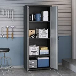 Wholesale 😍 Manhattan Comfort Fortress Metal 2 Door Garage Cabinet In Gray 🌟 -Guest Chairs Sales 1840155 17 L