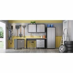 Wholesale 😍 Manhattan Comfort Fortress Metal 2 Door Garage Cabinet In Gray 🌟 -Guest Chairs Sales 1840155 19 L