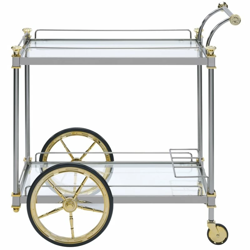Best Pirce ๐ ACME Furniture ACME Cyrus Serving Cart In Silver And Clear Glass ๐ 2 Best Pirce ๐ ACME Furniture ACME Cyrus Serving Cart In Silver And Clear Glass ๐ - Image 2