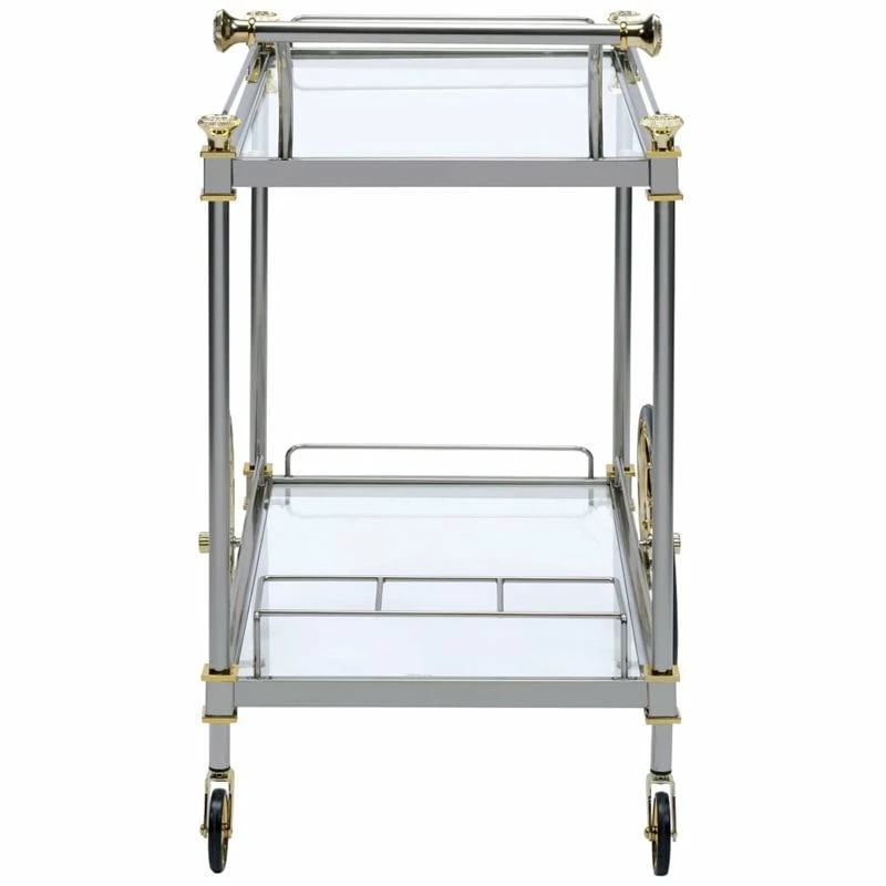 Best Pirce ๐ ACME Furniture ACME Cyrus Serving Cart In Silver And Clear Glass ๐ 3 Best Pirce ๐ ACME Furniture ACME Cyrus Serving Cart In Silver And Clear Glass ๐ - Image 3