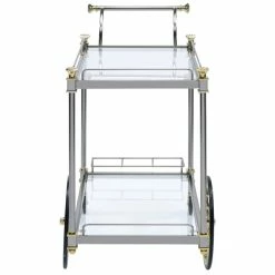 Best Pirce ๐ ACME Furniture ACME Cyrus Serving Cart In Silver And Clear Glass ๐ 7 Best Pirce ๐ ACME Furniture ACME Cyrus Serving Cart In Silver And Clear Glass ๐ -Guest Chairs Sales 1863427 3 L