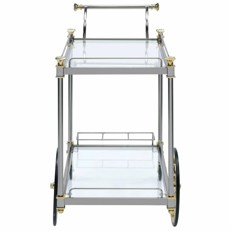 Best Pirce ๐ ACME Furniture ACME Cyrus Serving Cart In Silver And Clear Glass ๐ 4 Best Pirce ๐ ACME Furniture ACME Cyrus Serving Cart In Silver And Clear Glass ๐ - Image 4