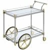 Best Pirce 😍 ACME Furniture ACME Cyrus Serving Cart In Silver And Clear Glass 😍