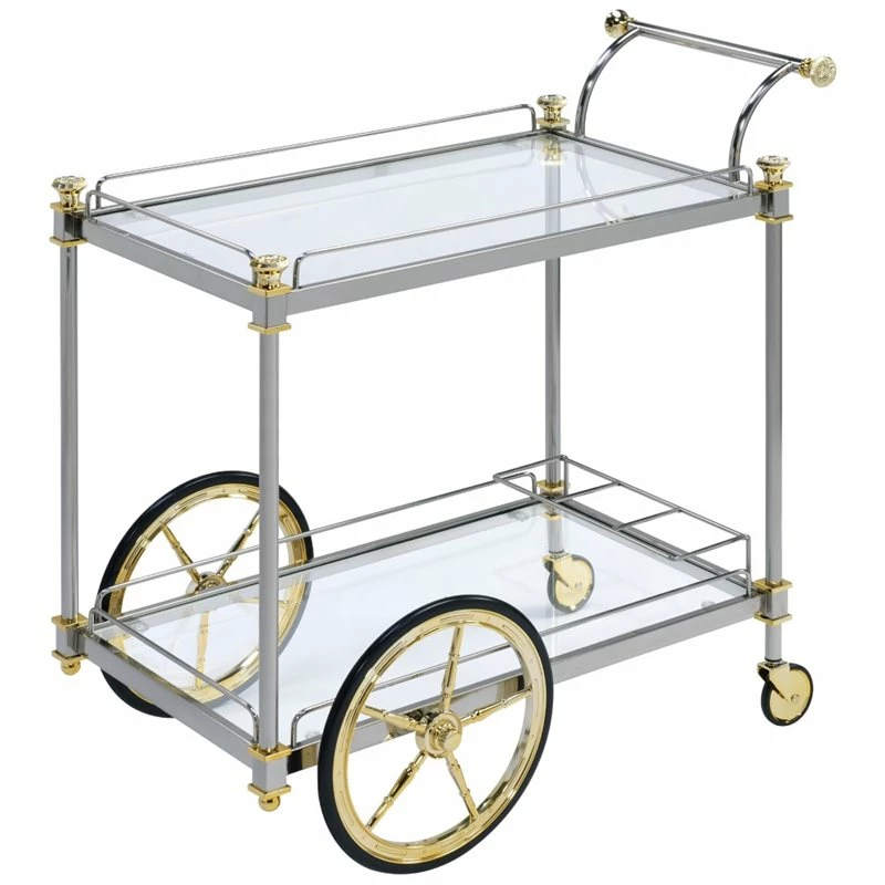 Best Pirce ๐ ACME Furniture ACME Cyrus Serving Cart In Silver And Clear Glass ๐ 1 Best Pirce ๐ ACME Furniture ACME Cyrus Serving Cart In Silver And Clear Glass ๐