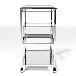 Wholesale 😉 Furniture Of America Kendra Contemporary Metal Bar Cart In Chrome 🎁 -Guest Chairs Sales 1866819 7 L