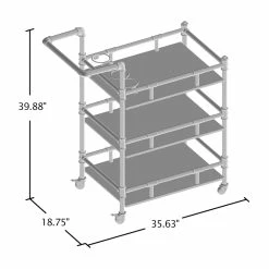 Best Sale 👍 Furniture Of America Byson Industrial Metal Bar Cart In Sand Black ❤️ -Guest Chairs Sales 1866914 8 L