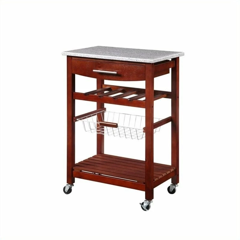 Hot Sale ⌛ Riverbay Furniture Granite Top Kitchen Cart In Wenge ❤️ 2 Hot Sale ⌛ Riverbay Furniture Granite Top Kitchen Cart In Wenge ❤️ - Image 2