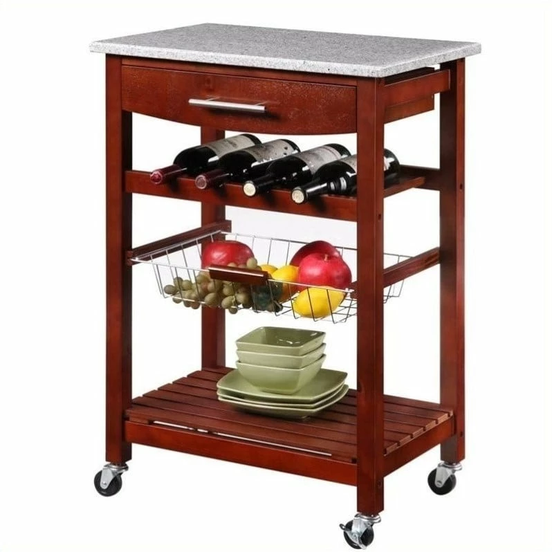 Hot Sale ⌛ Riverbay Furniture Granite Top Kitchen Cart In Wenge ❤️ 1 Hot Sale ⌛ Riverbay Furniture Granite Top Kitchen Cart In Wenge ❤️