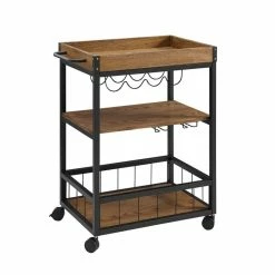 Best deal 🎉 Riverbay Furniture Kitchen Cart In Black With Wood Planked Top 😉