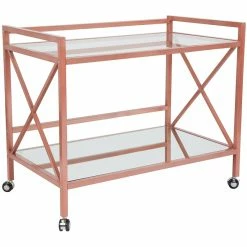 New π Flash Furniture Glenwood Park Serving Cart In Rose Gold β