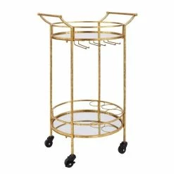 Promo ⭐ Riverbay Furniture Metal Bar Cart In Gold ❤️
