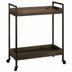 Brand new 🎉 Sauder North Avenue Serving Cart In Smoked Oak 🧨
