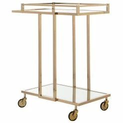 Cheapest 🛒 Safavieh Capri 2 Tier Glass Bar Cart In Gold 🎉 -Guest Chairs Sales 1905906 3 L