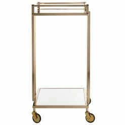 Cheapest 🛒 Safavieh Capri 2 Tier Glass Bar Cart In Gold 🎉 -Guest Chairs Sales 1905906 4 L