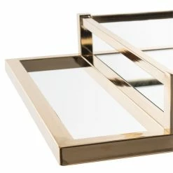 Cheapest 🛒 Safavieh Capri 2 Tier Glass Bar Cart In Gold 🎉 -Guest Chairs Sales 1905906 5 L