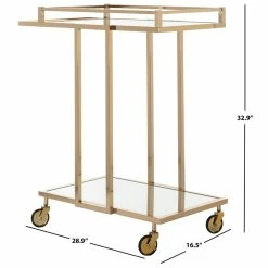 Cheapest 🛒 Safavieh Capri 2 Tier Glass Bar Cart In Gold 🎉 -Guest Chairs Sales 1905906 7 L
