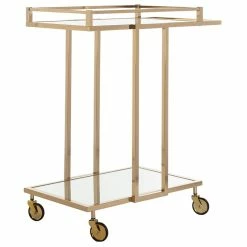 Cheapest 🛒 Safavieh Capri 2 Tier Glass Bar Cart In Gold 🎉