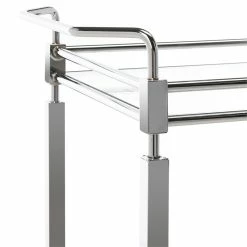 New 👏 Safavieh Ingrid 2 Tier Glass Bar Cart In Chrome ✨ -Guest Chairs Sales 1905910 4 L