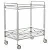 New 👏 Safavieh Ingrid 2 Tier Glass Bar Cart In Chrome ✨