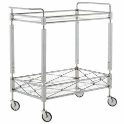 New π Safavieh Ingrid 2 Tier Glass Bar Cart In Chrome β¨